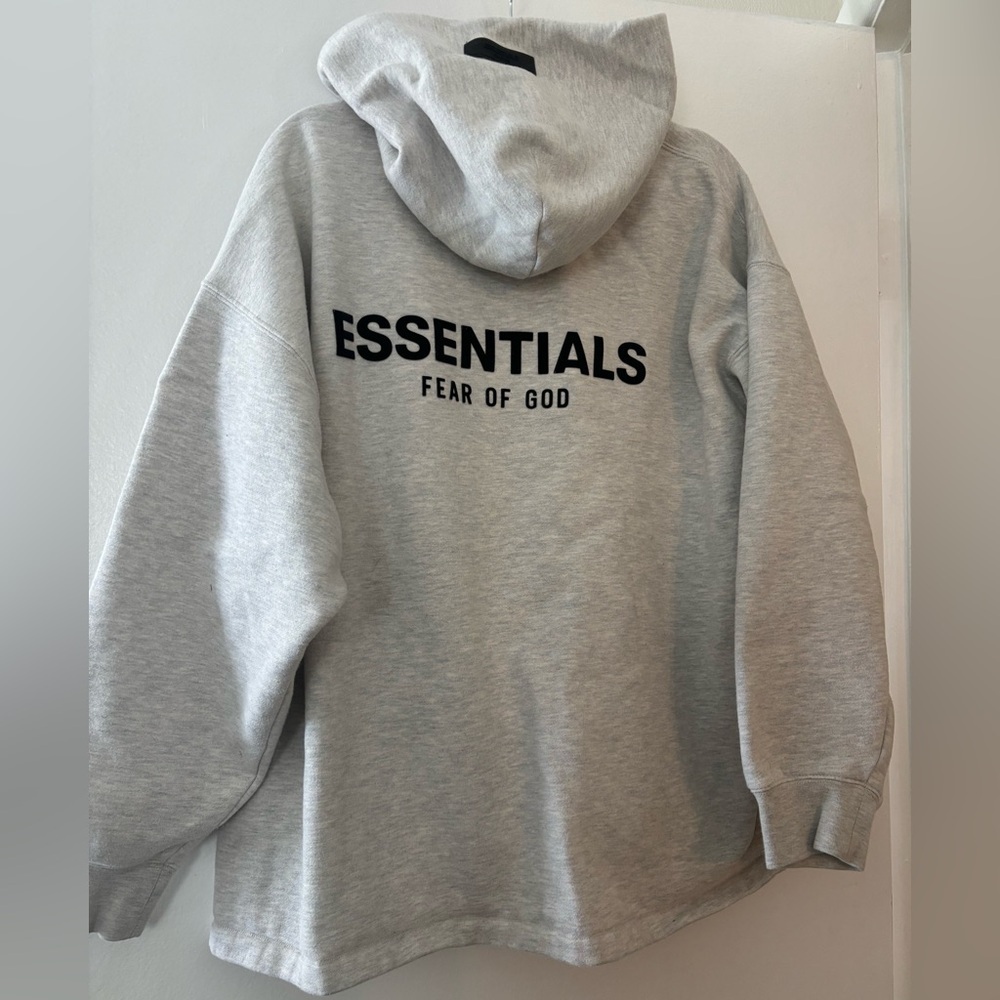 Essentials Light Gray Oversized Hoodie Size large - Picture 2 of 5